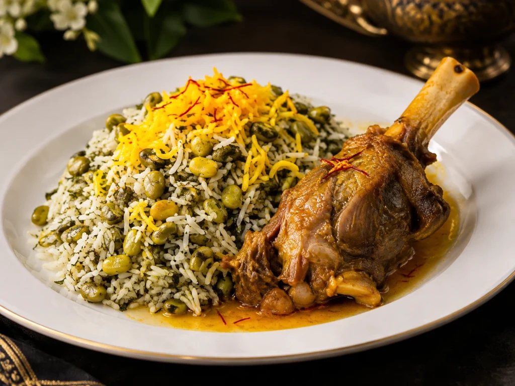 باقالی‌پلو با ماهیچه گوسفندی